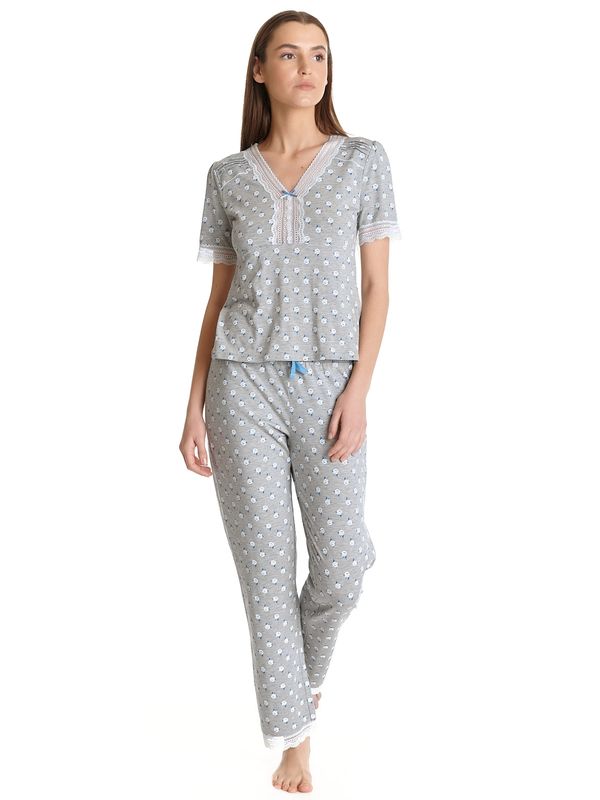 Nastrovje Potsdam Vive Maria Blue Rose Damen Pyjama grau meliert allover Flash Sale