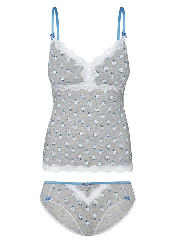 Nastrovje Potsdam Vive Maria Blue Love Damen Wäscheset: Top mit Slip grau meliert allover Begrenztes Angebot