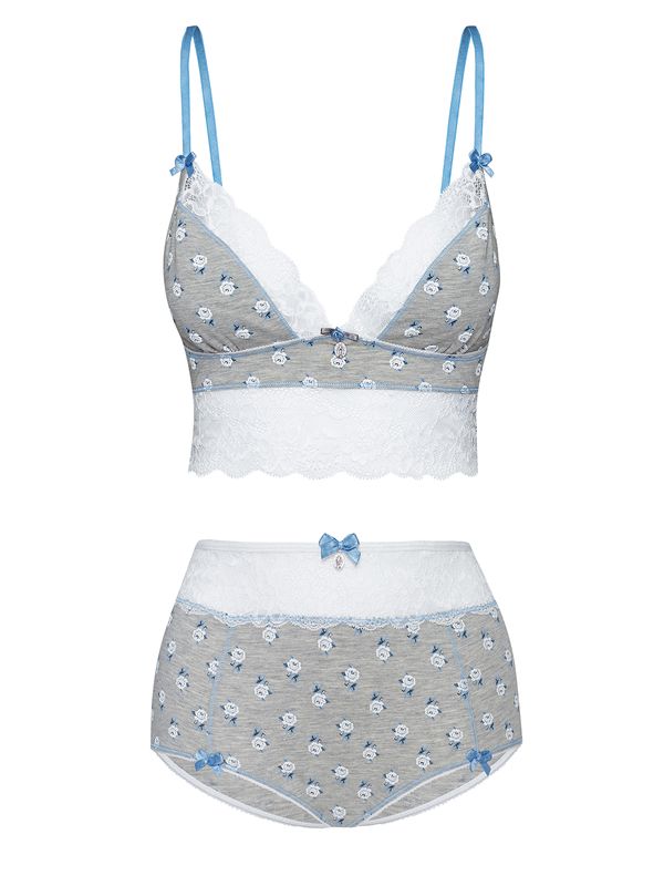 Nastrovje Potsdam Vive Maria Blue Rose Damen Wäscheset: Top mit Panty grau meliert allover Online Shopping