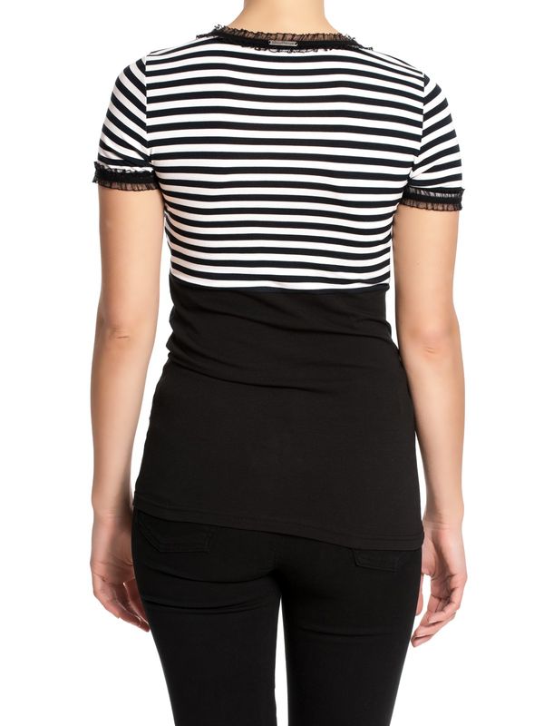 Nastrovje Potsdam Pussy Deluxe Stripey black/white on black Damen T-Shirt schwarz/weiß Weihnachtsangebot