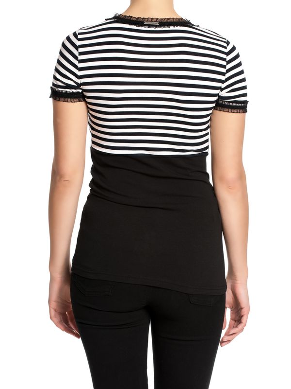 Nastrovje Potsdam Pussy Deluxe Stripey black/white on black Damen T-Shirt schwarz/weiß Weihnachtsangebot