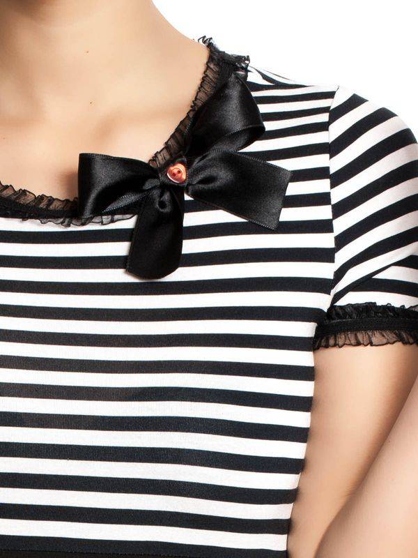 Nastrovje Potsdam Pussy Deluxe Stripey black/white on black Damen T-Shirt schwarz/weiß Weihnachtsangebot