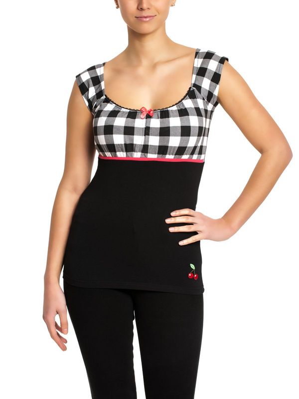 Nastrovje Potsdam Pussy Deluxe Evie Plaid Damen T-Shirt schwarz/weiß Osterangebot