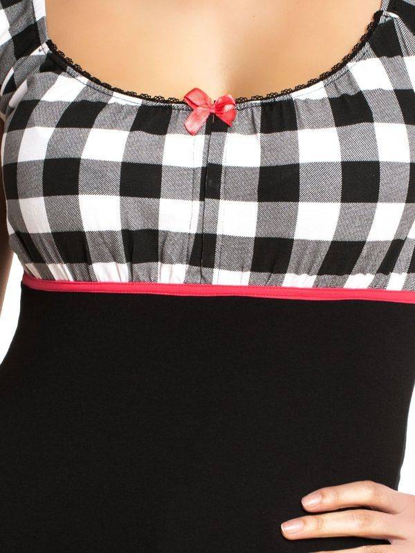 Nastrovje Potsdam Pussy Deluxe Evie Plaid Damen T-Shirt schwarz/weiß Osterangebot