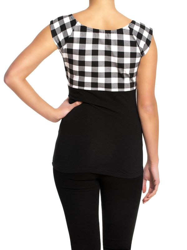 Nastrovje Potsdam Pussy Deluxe Evie Plaid Damen T-Shirt schwarz/weiß Osterangebot