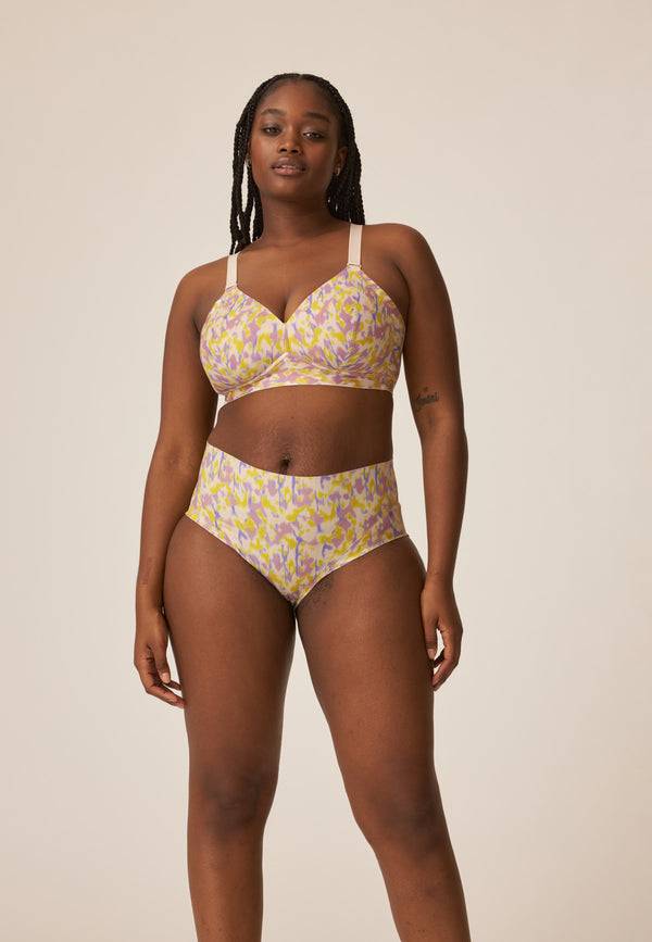 Naturana Soft-BH mit Side Smoother Effekt - Smoked Orchid Print Neueste Stile