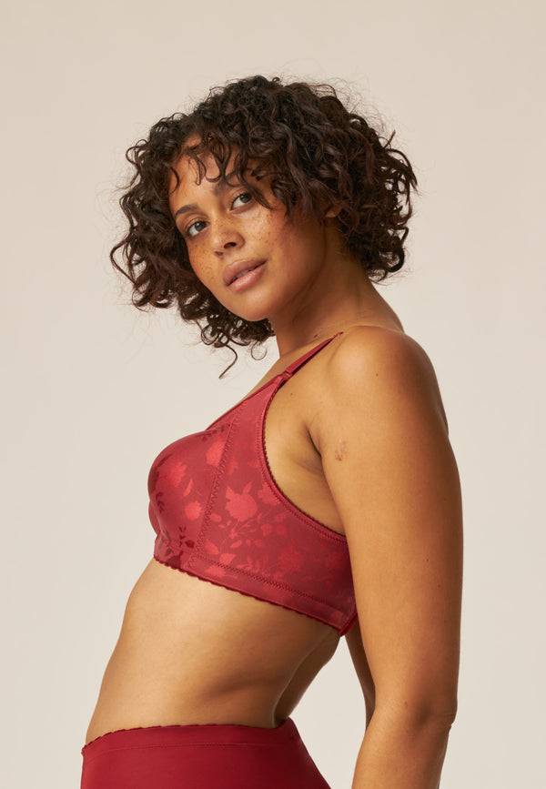 Naturana Minimizer Soft-BH in Blumenmuster - Deep Claret Kostenloser Versand international