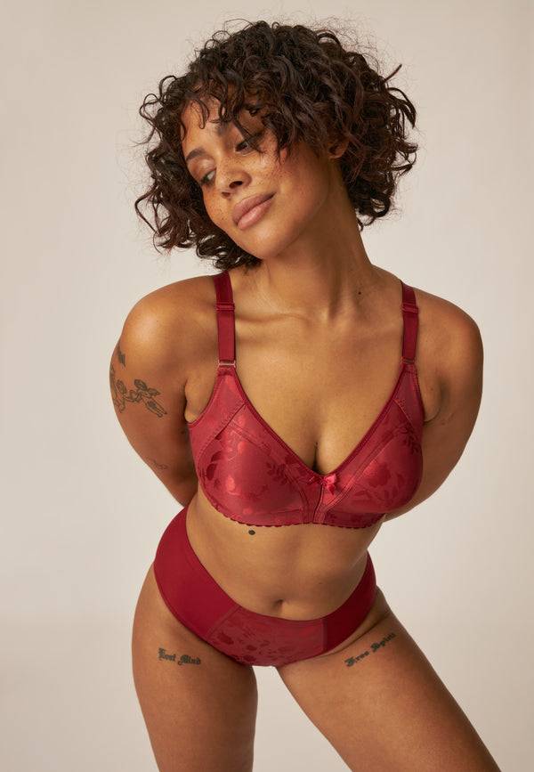 Naturana Minimizer Soft-BH in Blumenmuster - Deep Claret Kostenloser Versand international