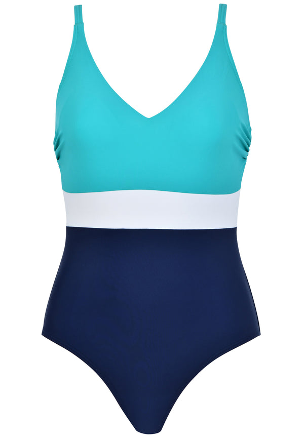 Naturana Badeanzug mit Schale - Marine-Smaragd-Weiss Verkauf