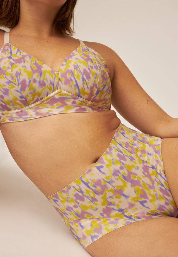 Naturana High Waist Slip mit leichtem Shape-Effekt - Smoked Orchid Print Begrenztes Angebot