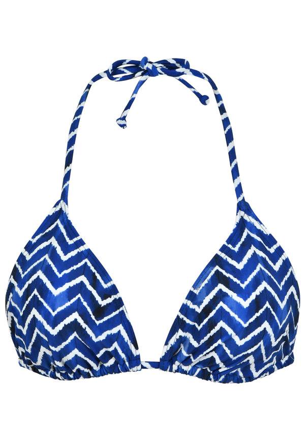 Naturana Bikini-Oberteil The Zig-Zag mit Schale - Blau-Ecru Top Angebot
