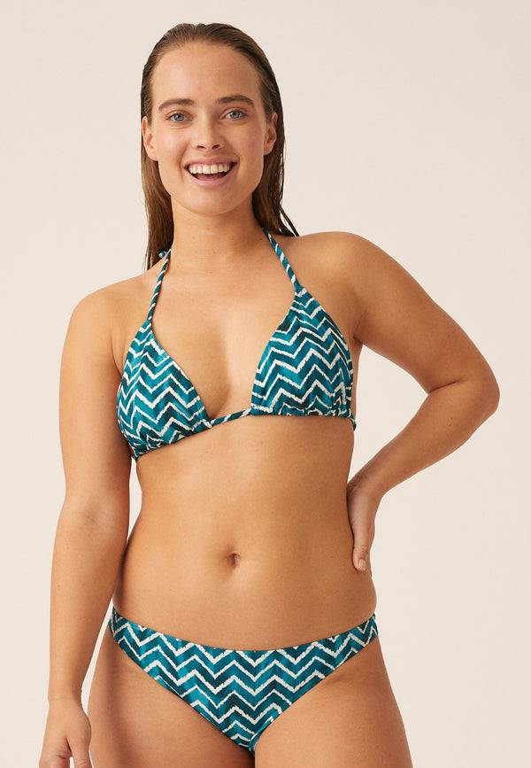 Naturana Bikini-Oberteil The Zig-Zag mit Schale - Smaragd-Ecru Online Outlet