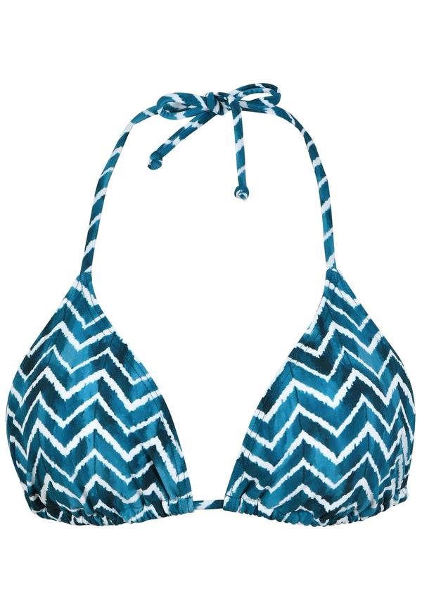 Naturana Bikini-Oberteil The Zig-Zag mit Schale - Smaragd-Ecru Online Outlet