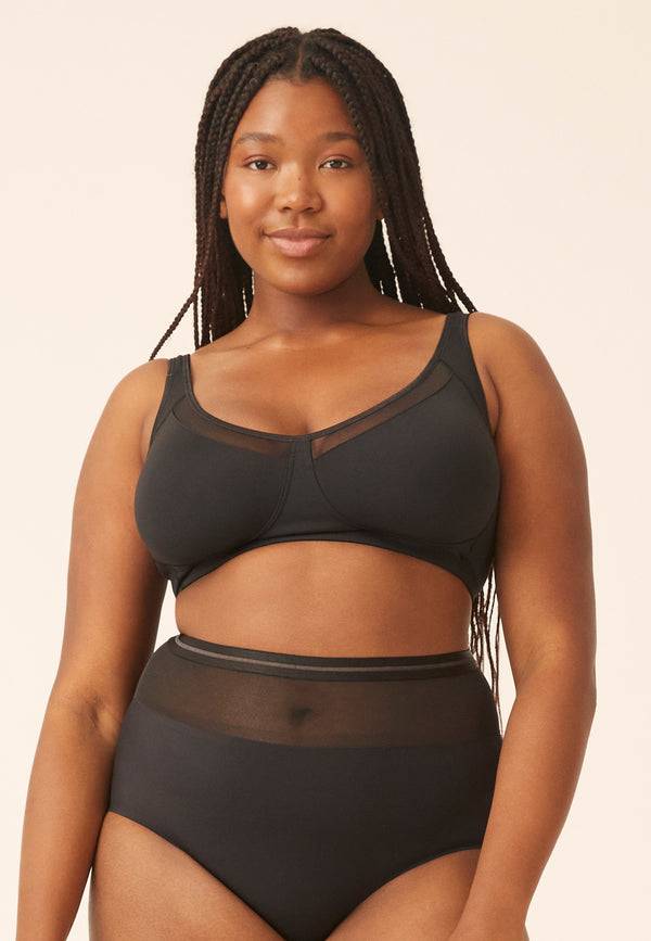 Naturana Soft-BH mit Mesheinsatz - Schwarz Sonderangebot der Fabrik