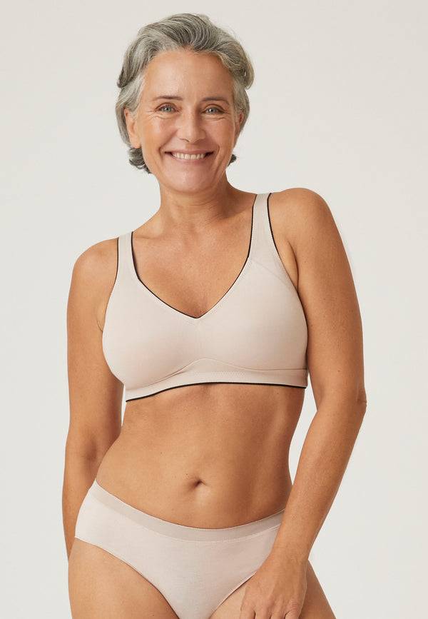 Naturana Natürlicher Baumwoll-Soft-BH - Light Beige/Schwarz Riesige Rabatte
