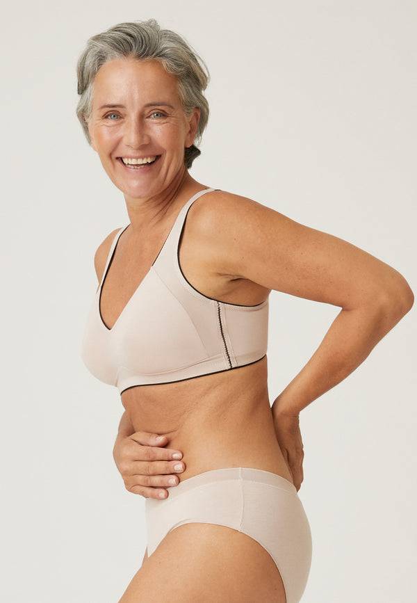 Naturana Natürlicher Baumwoll-Soft-BH - Light Beige/Schwarz Riesige Rabatte