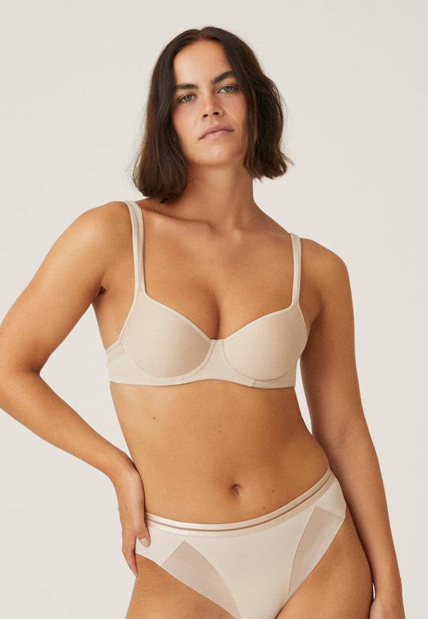 Naturana Spacer Bügel-BH mit Mesh Details - Light Beige Kostenloser Versand international