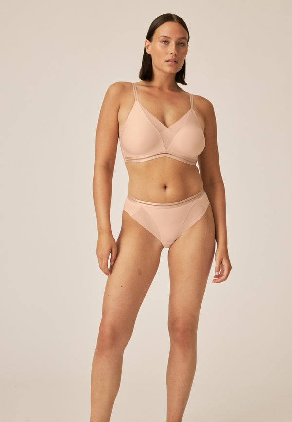 Naturana Softer Wohlfühl-BH mit Mesh-Details - Light Beige Speichern exportieren