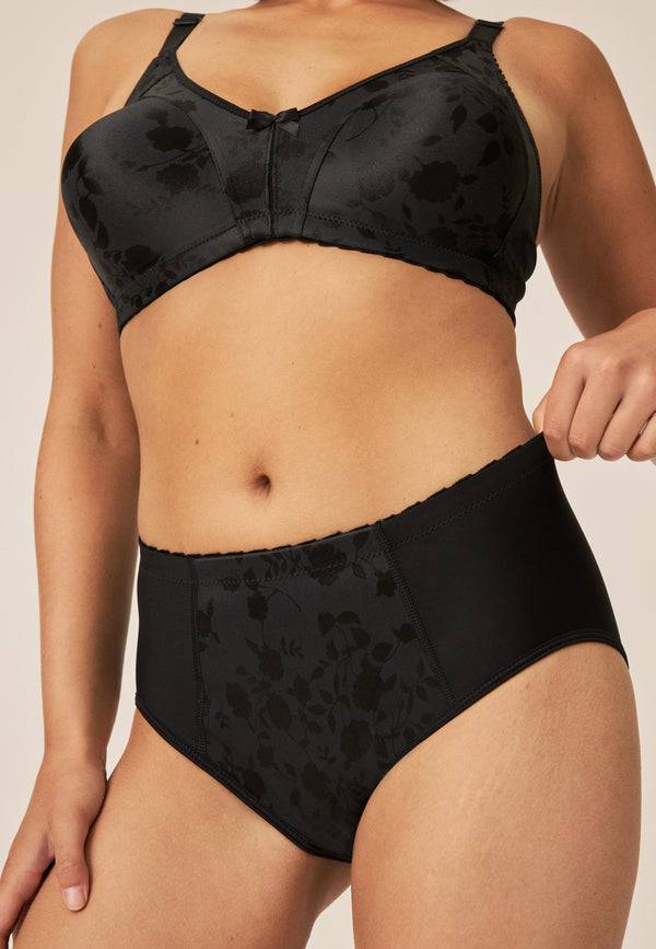Naturana Minimizer Slip mit Blumenmuster - Schwarz Blitzverkäufe