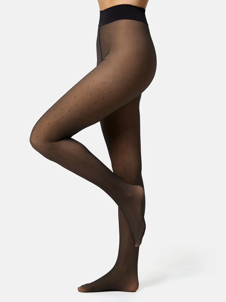 Nur Die Strumpfhose Warm & Transparent mit wärmendem Innenfleece 80 DEN Print - Punktedesign - Größe 40-44 Verkauf