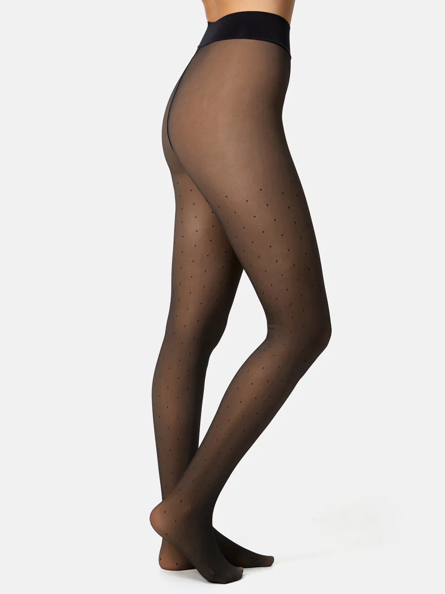 Nur Die Strumpfhose Warm & Transparent mit wärmendem Innenfleece 80 DEN Print - Punktedesign - Größe 40-44 Verkauf
