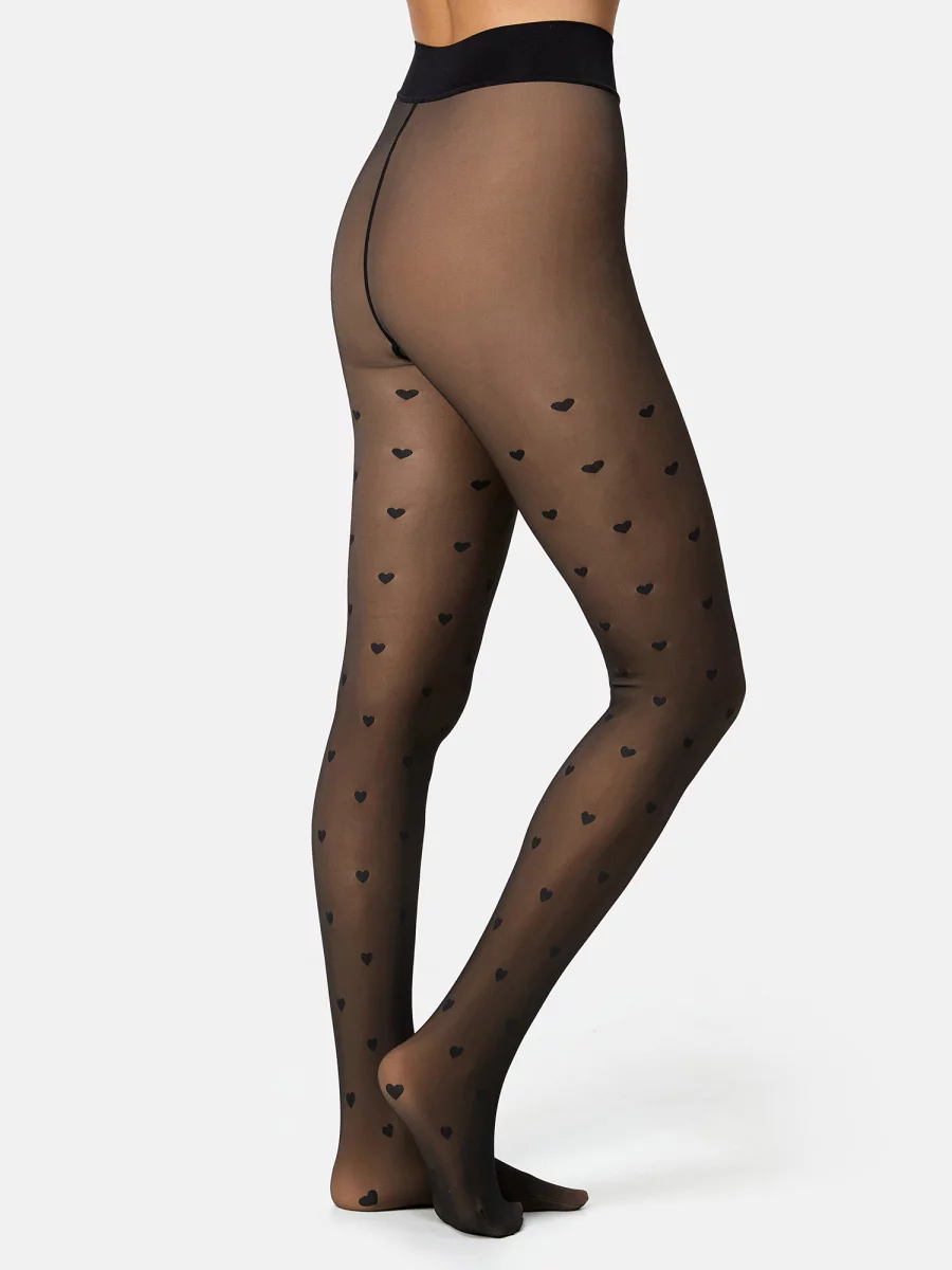 Nur Die Strumpfhose Warm & Transparent strapazierfähig 80 DEN Print - Herzdesign - Größe 40-44 Fabrikverkauf