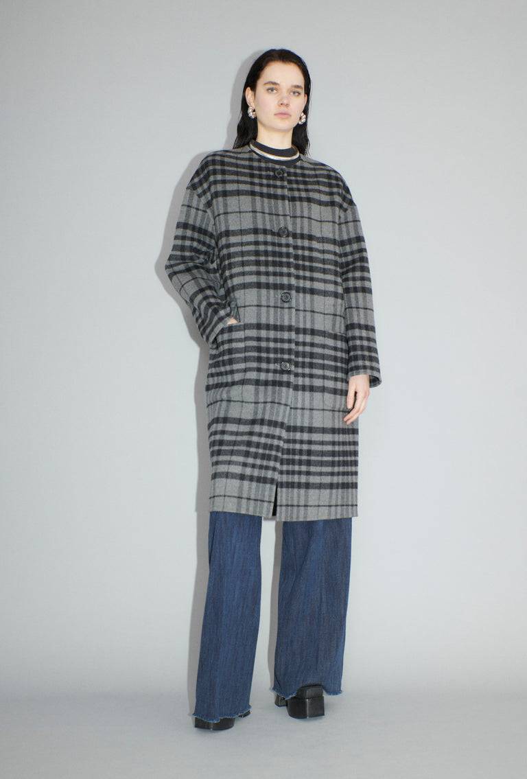 Odeeh Double Check Mantel, Flannel Grey Nur noch ein Tag übrig