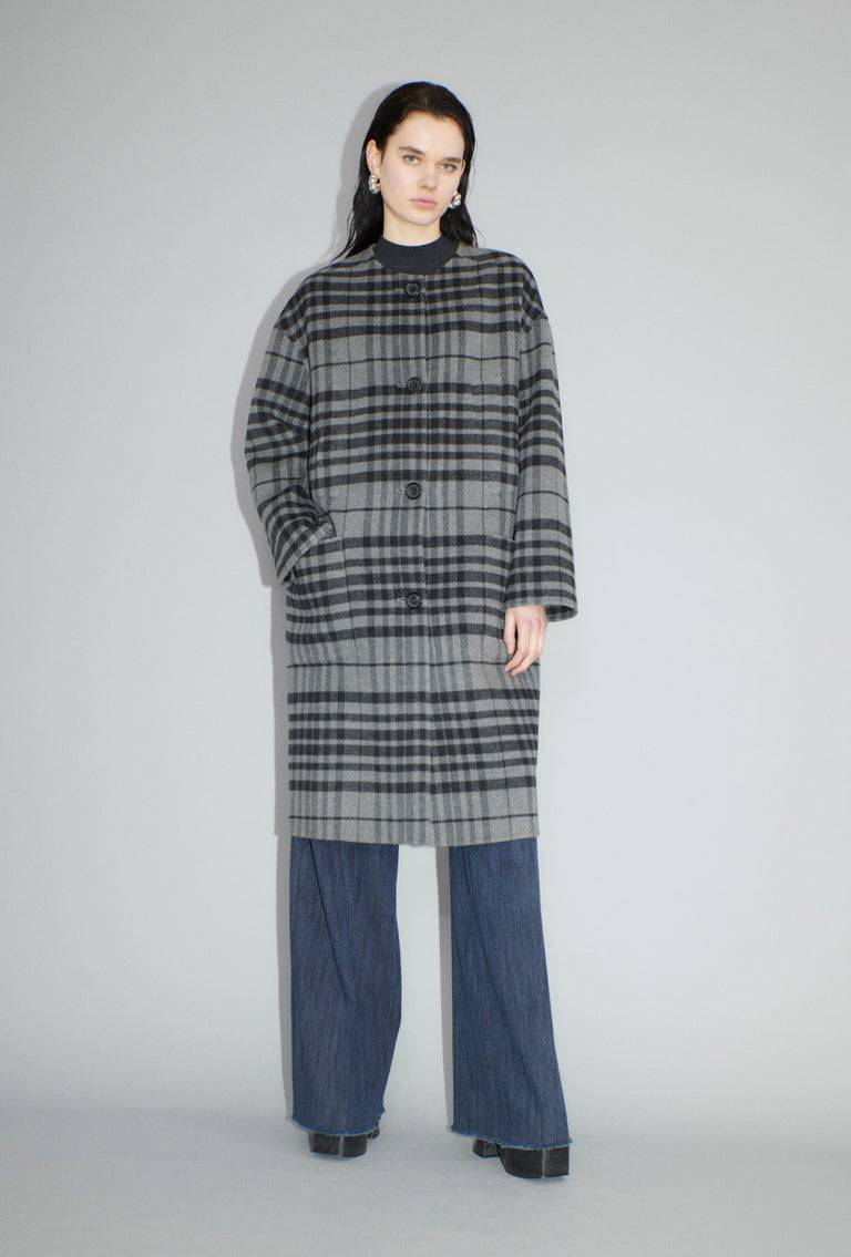 Odeeh Double Check Mantel, Flannel Grey Nur noch ein Tag übrig