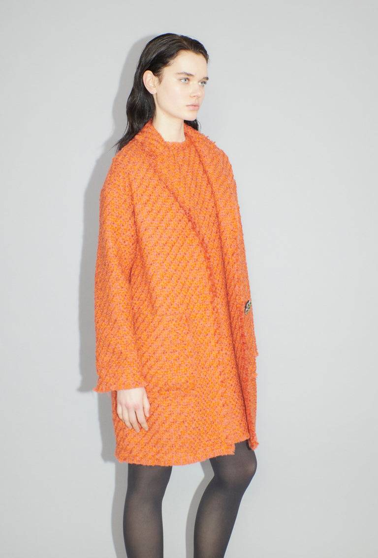 Odeeh Bouclé Tweed Mantel, Mandarin Super Rabatt
