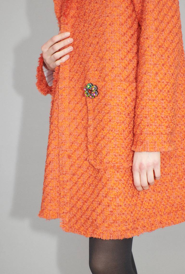 Odeeh Bouclé Tweed Mantel, Mandarin Super Rabatt