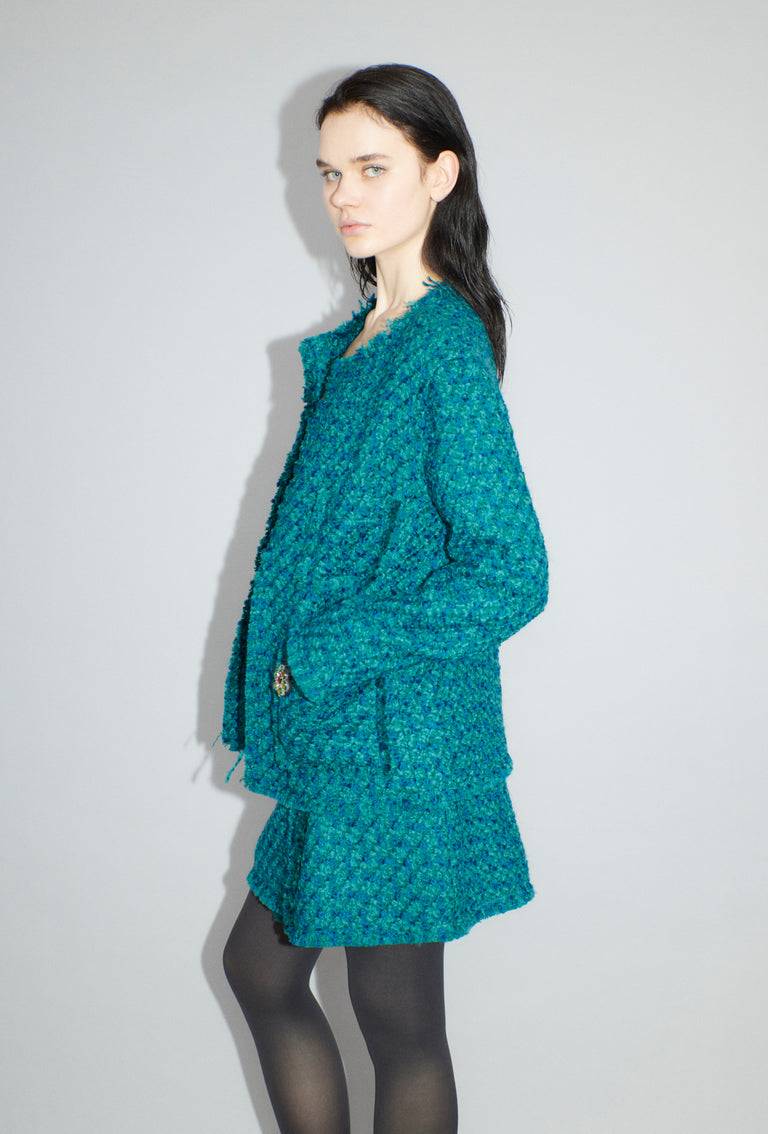 Odeeh Bouclé Tweed Jacke, Dark Peacock Riesige Rabatte
