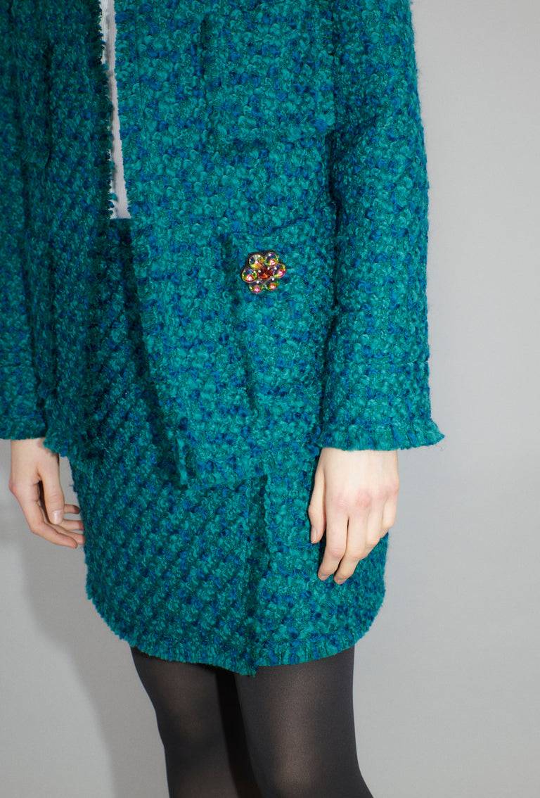 Odeeh Bouclé Tweed Jacke, Dark Peacock Riesige Rabatte
