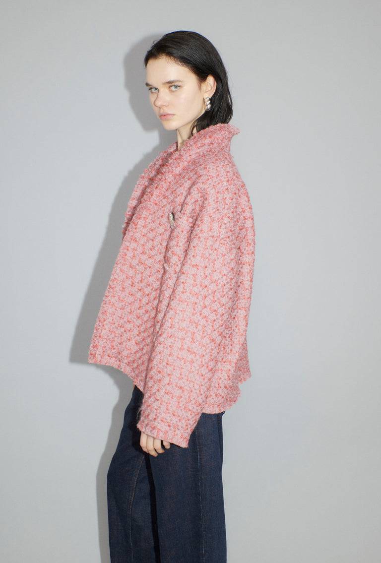 Odeeh Bouclé Tweed Jacke, Dahlia 50% Rabatt mit kostenlosem Versand