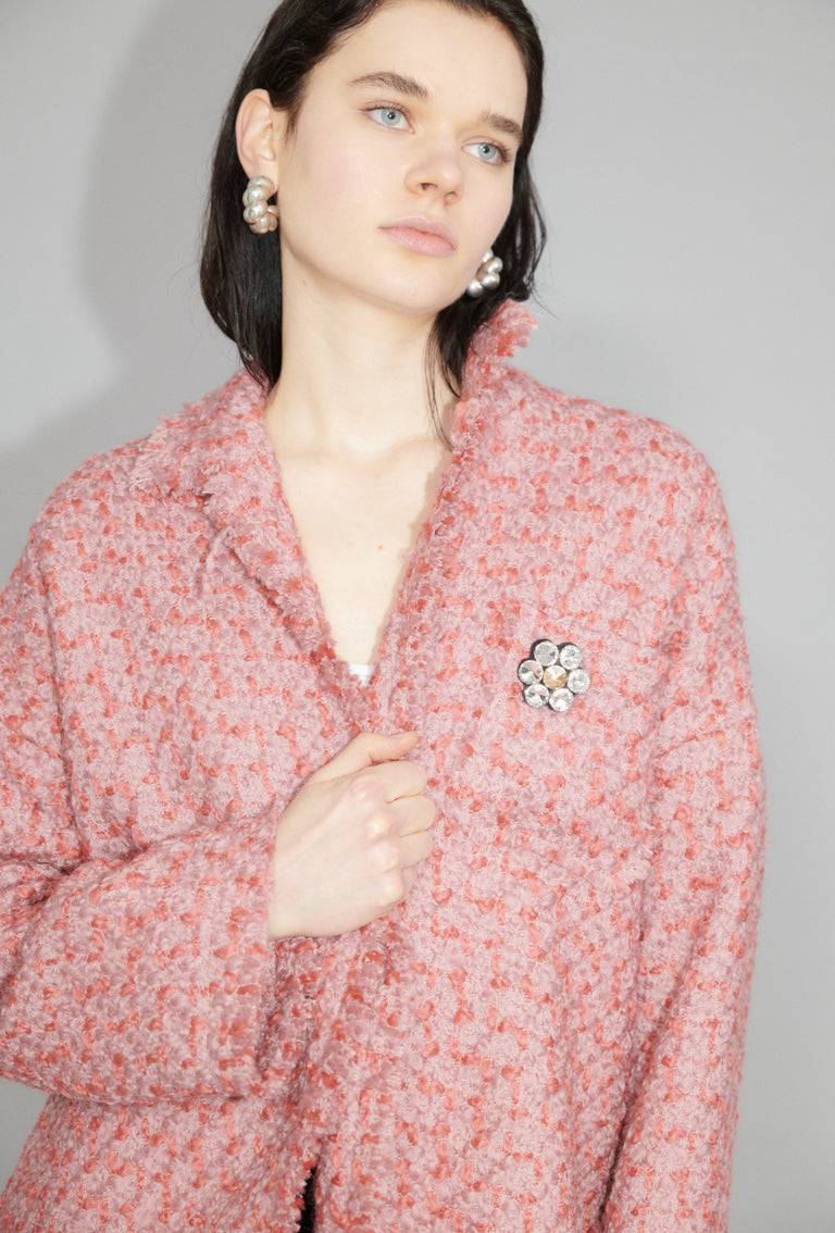 Odeeh Bouclé Tweed Jacke, Dahlia 50% Rabatt mit kostenlosem Versand