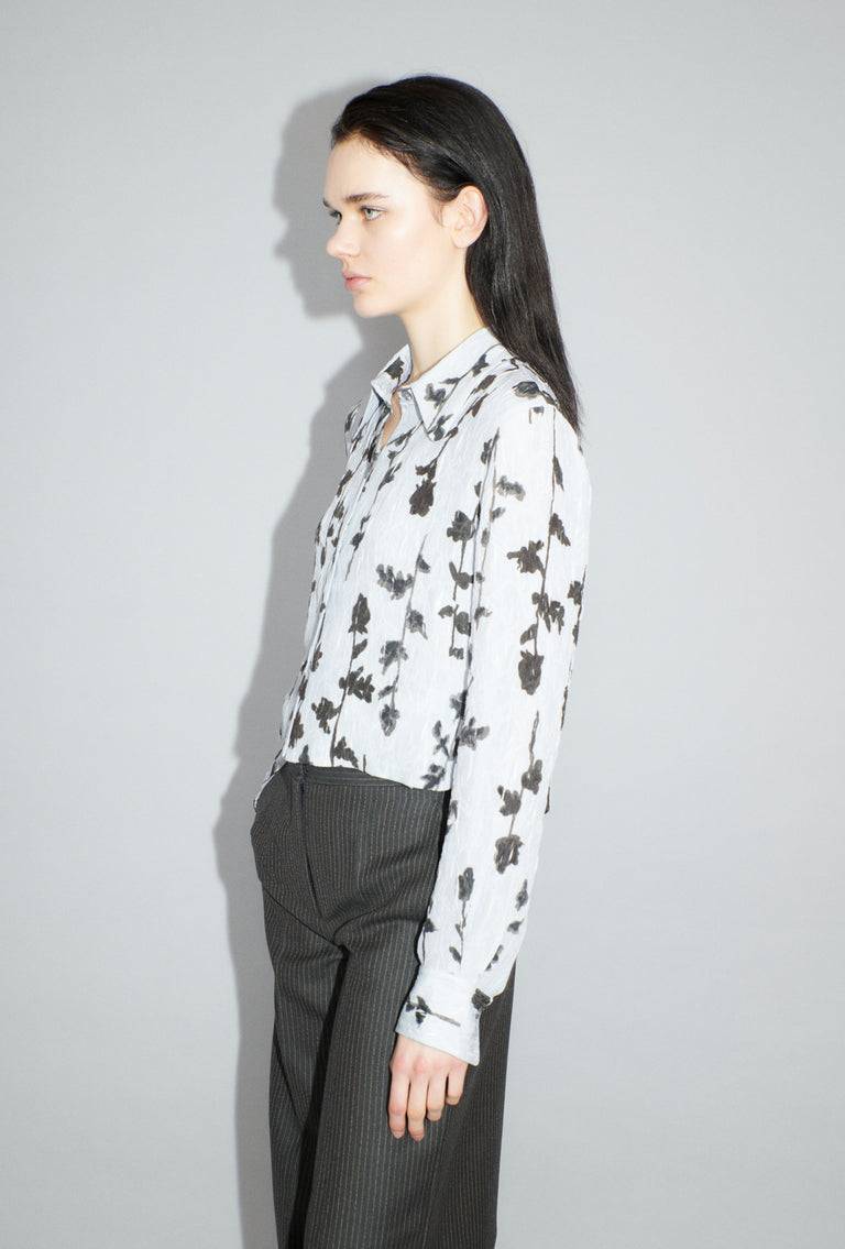 Odeeh Flower Items on Crushed Crepe Bluse, Airblue Limitierter Zeitrabatt