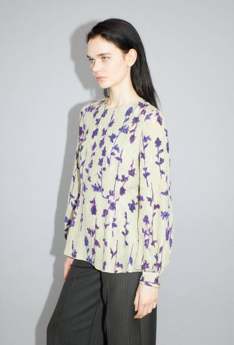 Odeeh Flower Items on Crushed Crepe Bluse, Almond Fabrikpreis