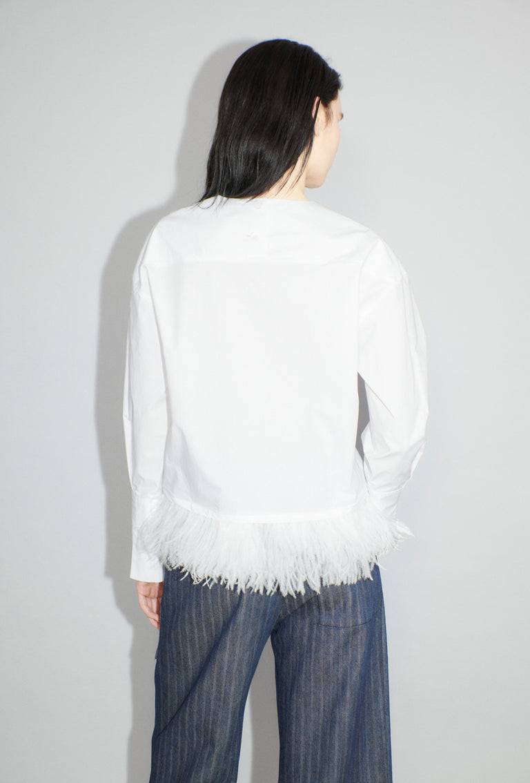 Odeeh Crushed Popeline Bluse, White Sonderangebot