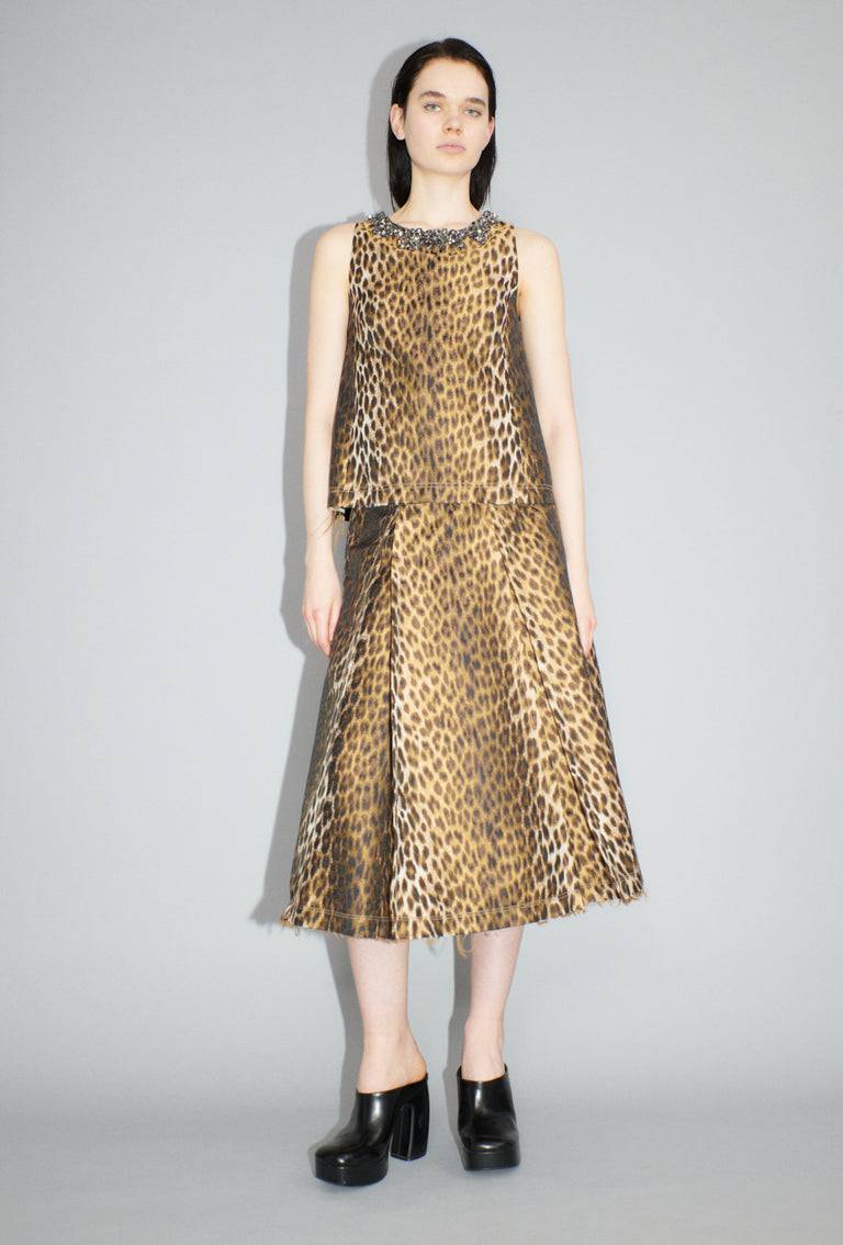 Odeeh Leopard Jaquard Top, Hazelnut Rabatt