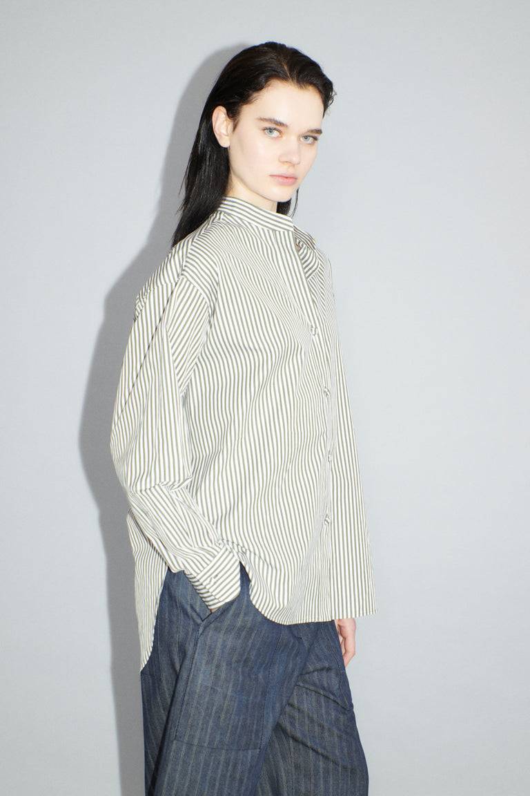 Odeeh Shirt Stripes Bluse, Dark Khaki Großer Ausverkauf