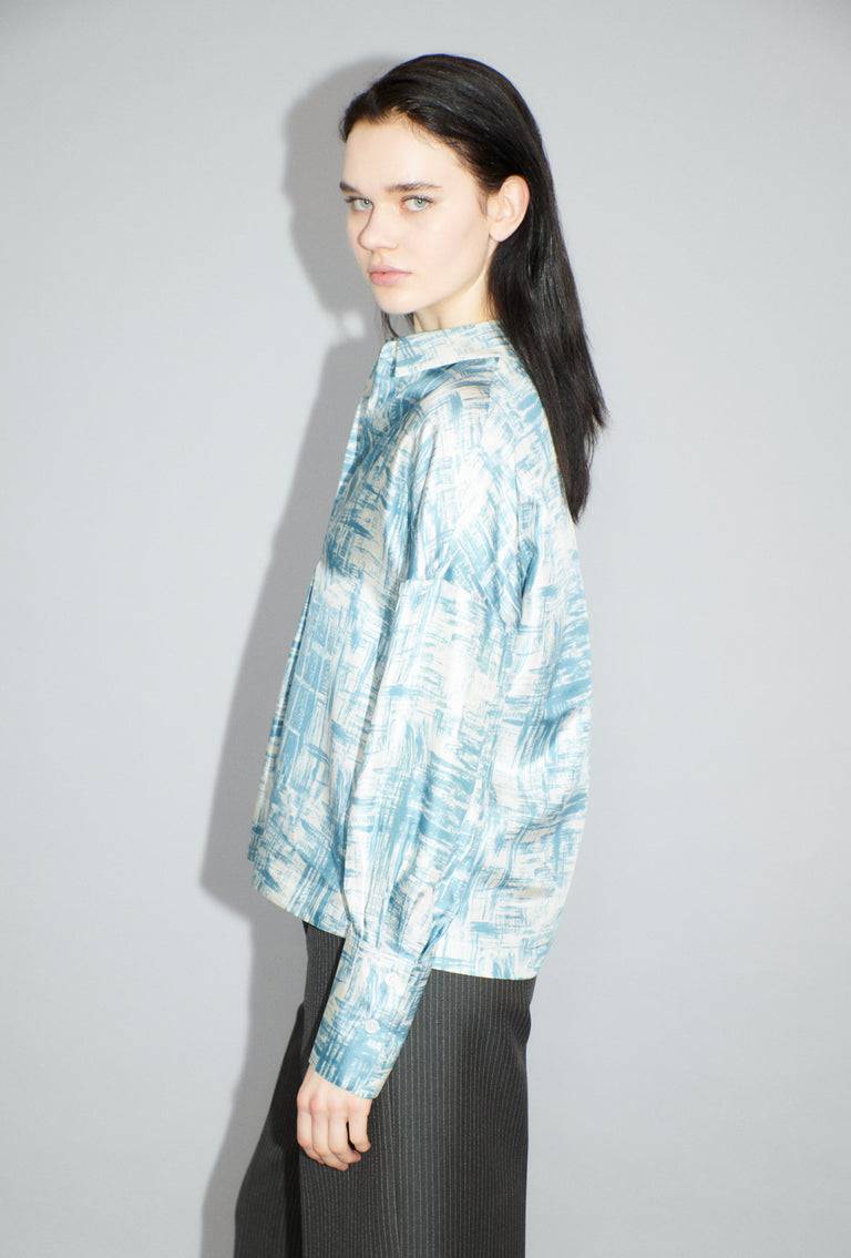 Odeeh Paintbrush Texture Bluse, Nordic Blue Flash Sale
