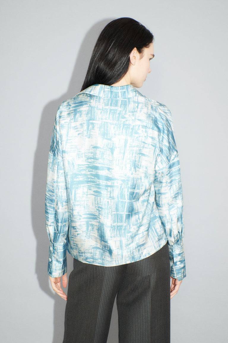 Odeeh Paintbrush Texture Bluse, Nordic Blue Flash Sale