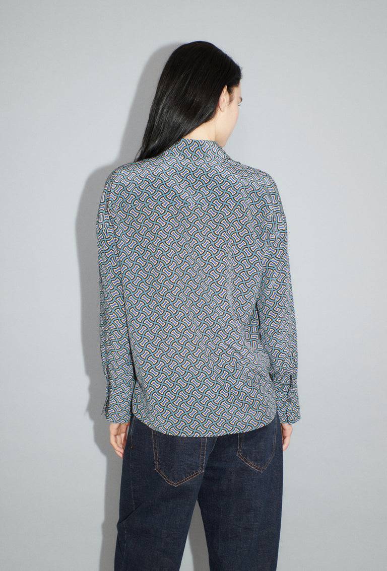 Odeeh Morphid Grid on Crepe de Chine Bluse, Lake Green Exklusivangebot