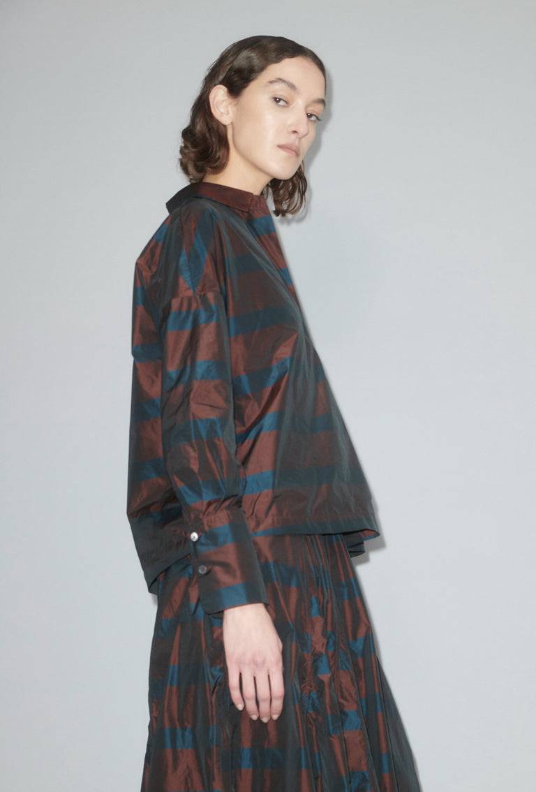 Odeeh Striped Taffeta Bluse, Burgundy Cyber Monday
