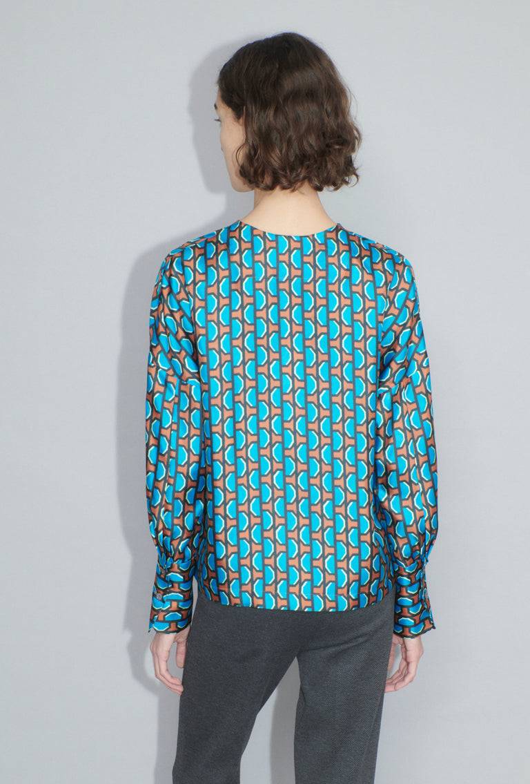 Odeeh Fancy Grid Bluse, Burnt Orange Vatertagsangebot