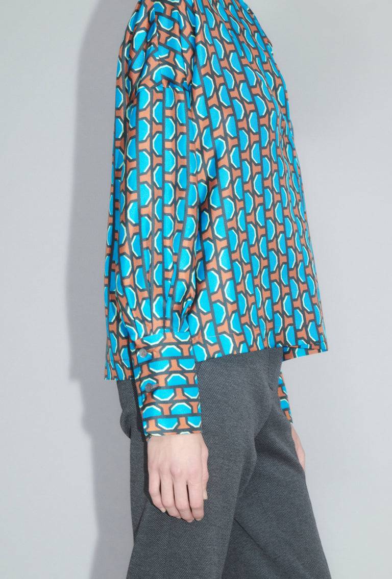 Odeeh Fancy Grid Bluse, Burnt Orange Vatertagsangebot