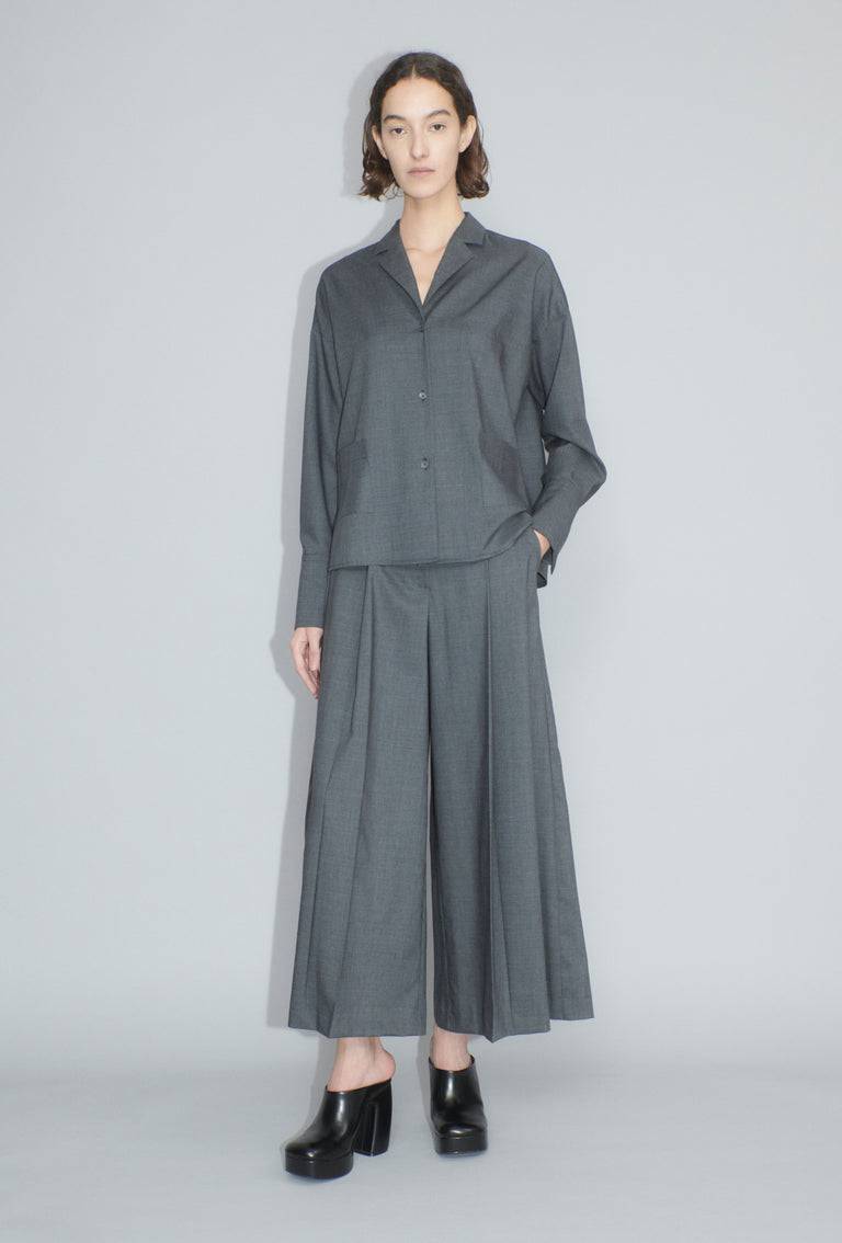 Odeeh Super Light Wool Bluse, Charcoal Lagerräumung