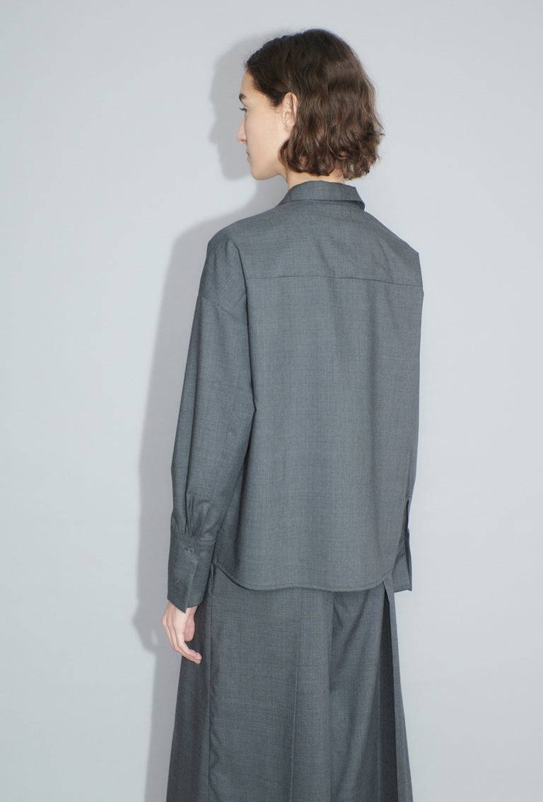 Odeeh Super Light Wool Bluse, Charcoal Lagerräumung