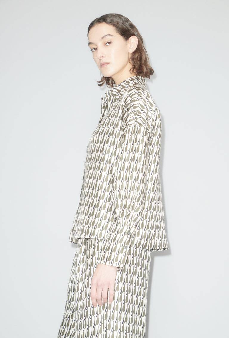 Odeeh Abstract Penguins Bluse, Brown Olive Neueste Mode