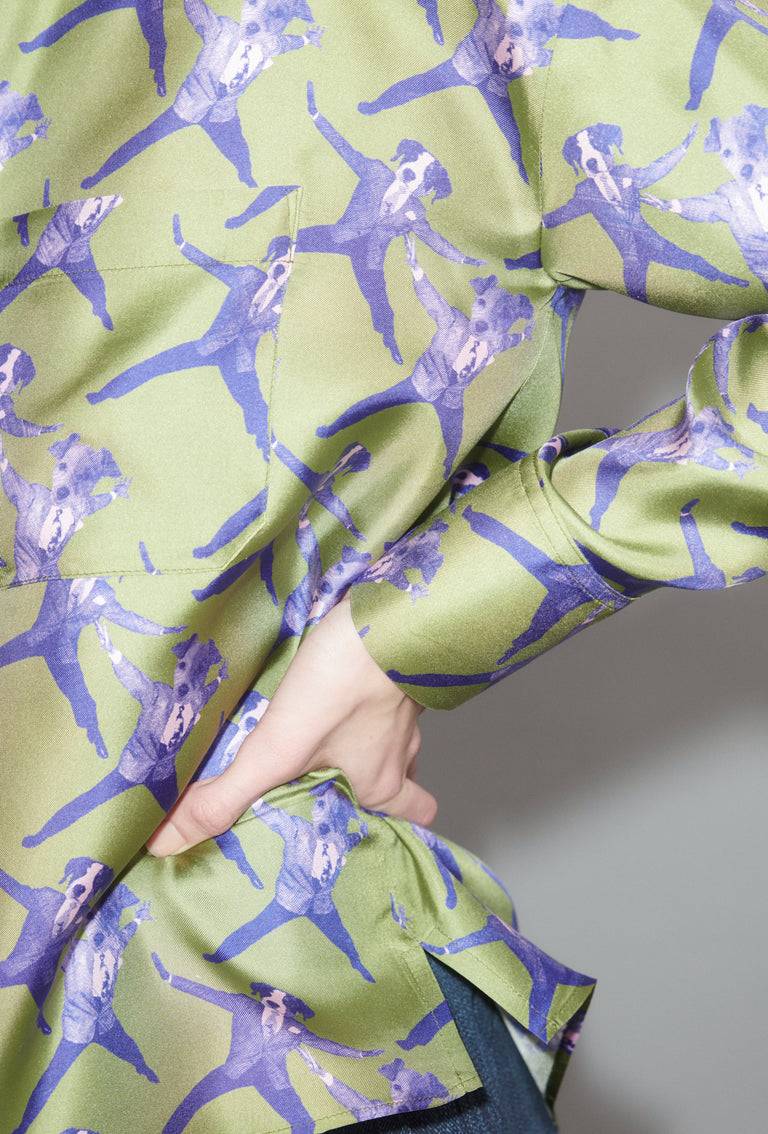 Odeeh Dancing Dogs Bluse, Green Olive Online Outlet