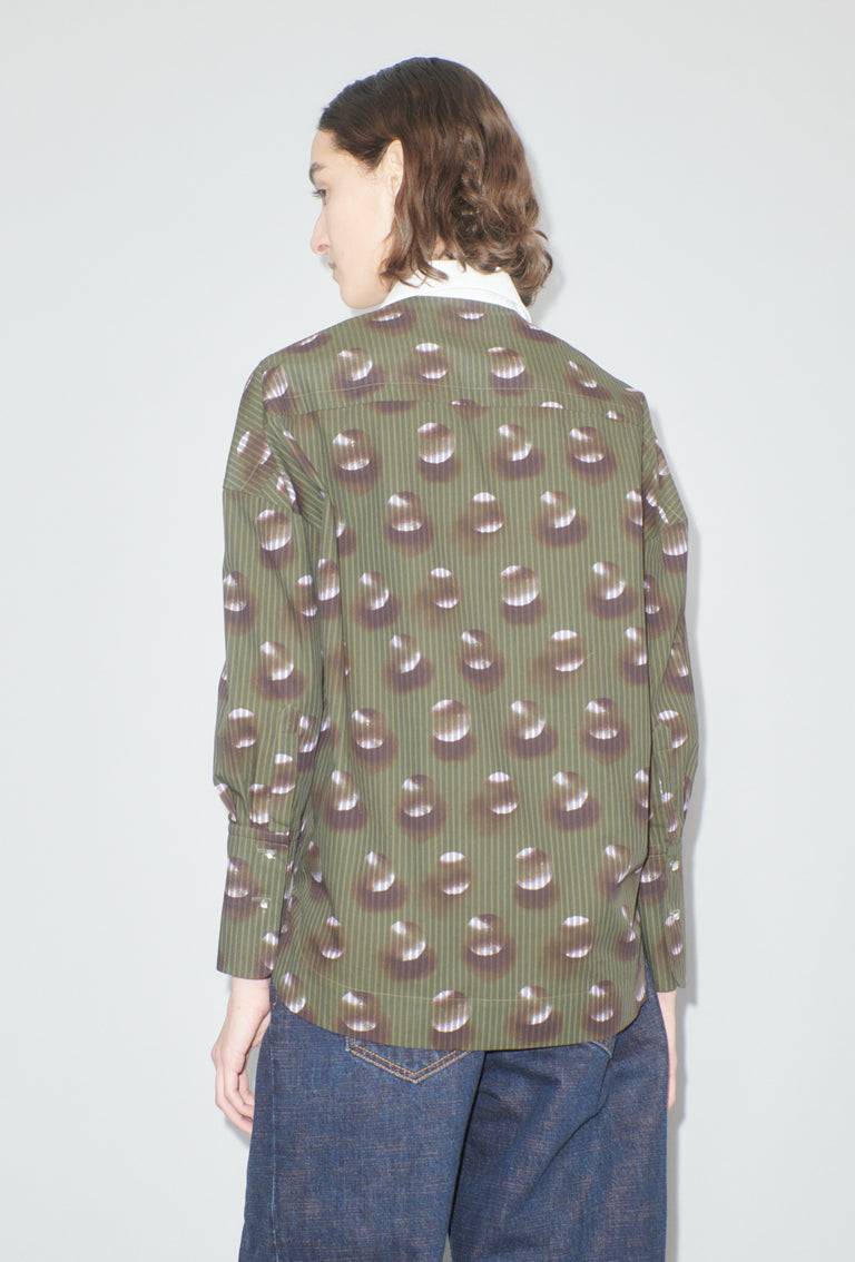 Odeeh Overprinted Stripe Bluse, Dark Olive Zeitlich begrenztes Angebot